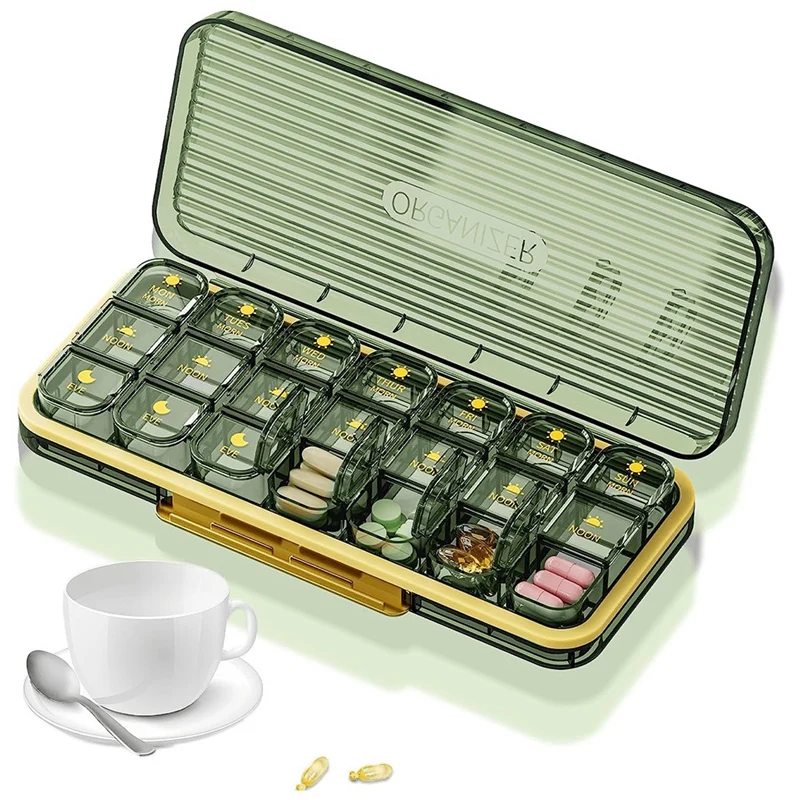 

Pill Organizer Travel-Pocket Pharmacy With Labels Pill Box 7 Day/Pill Organizer 3 Times A Day Portable Pill Case