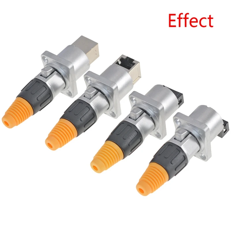 푸시 버튼 RJ45 커넥터로 방수 차폐 푸시 버튼 RJ45 홀더 없음 휴대용 LED 디스플레이 신호 플러그 소켓, 내구성 D