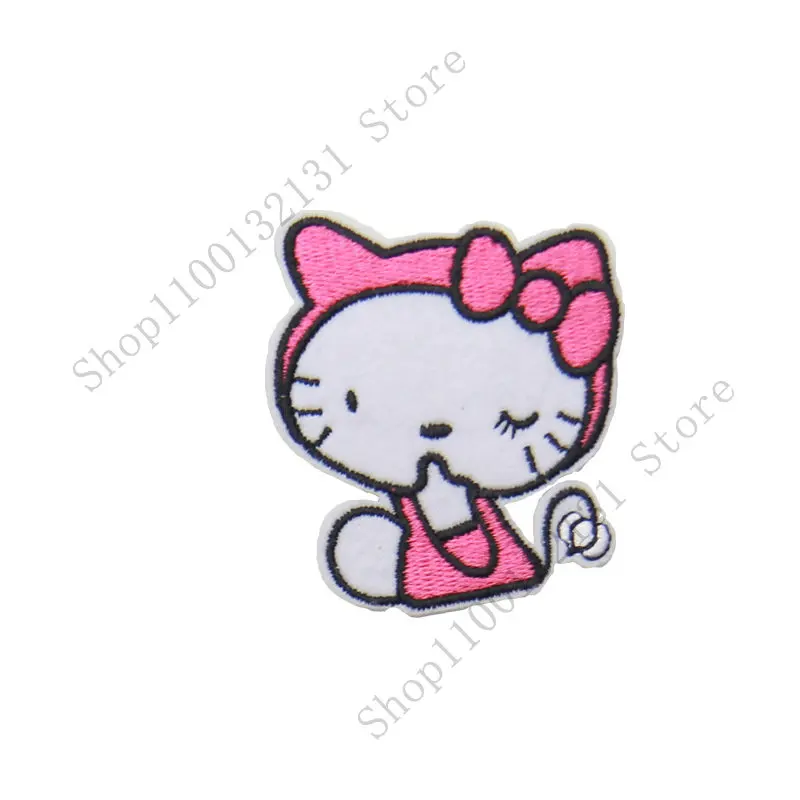 Anime Hello Kitty Patch Iron on Embroidered Girls Cartoon Girls Kids Sanrio  Patch Stickers Fashion Clothes Bag Appliques Patches