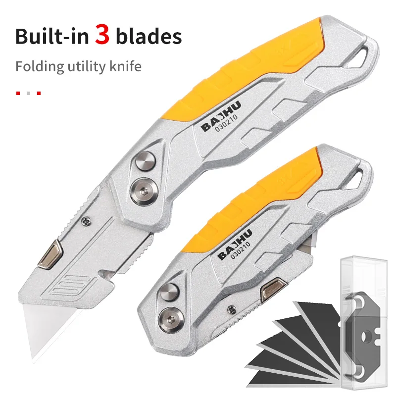 Multifunctional Utility Knife Retractable Sharp Cut Heavy Duty Steel Break 18mm Blade Paper Cut Electrician Professional utility knife paper cutting knife cutting knife paper cutter art knife box opener