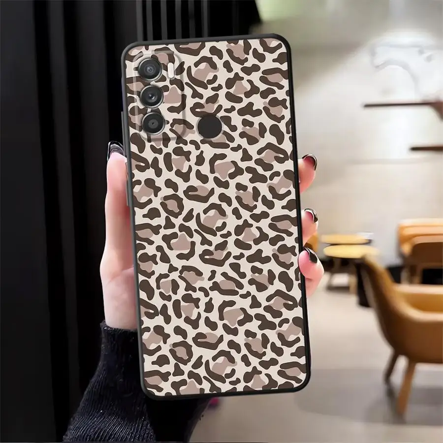 Leopard Print Black Soft Phone Cover Case