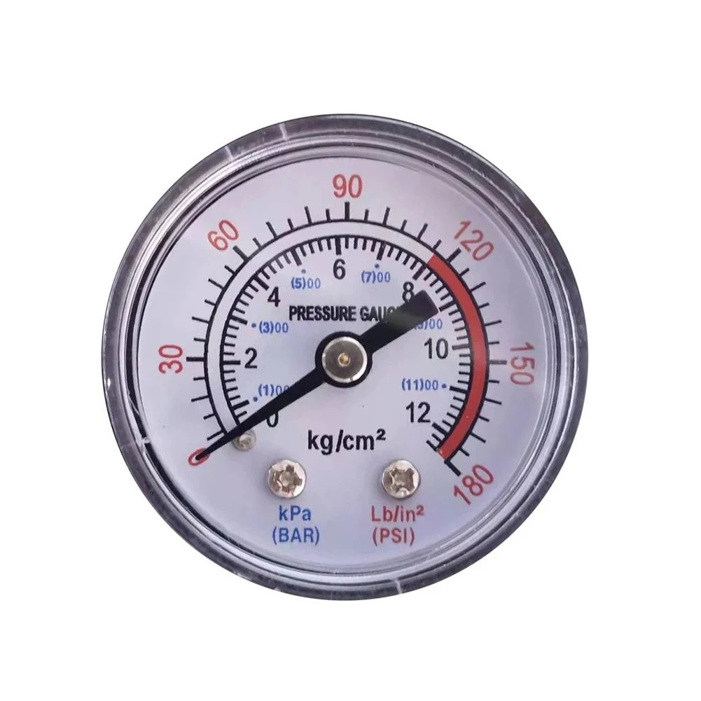 Air Compressor Pneumatic Hydraulic Fluid Pressure Gauge 0-12Bar / 0-180PSI With A Large Easy To Read Dial Measuring Instrument