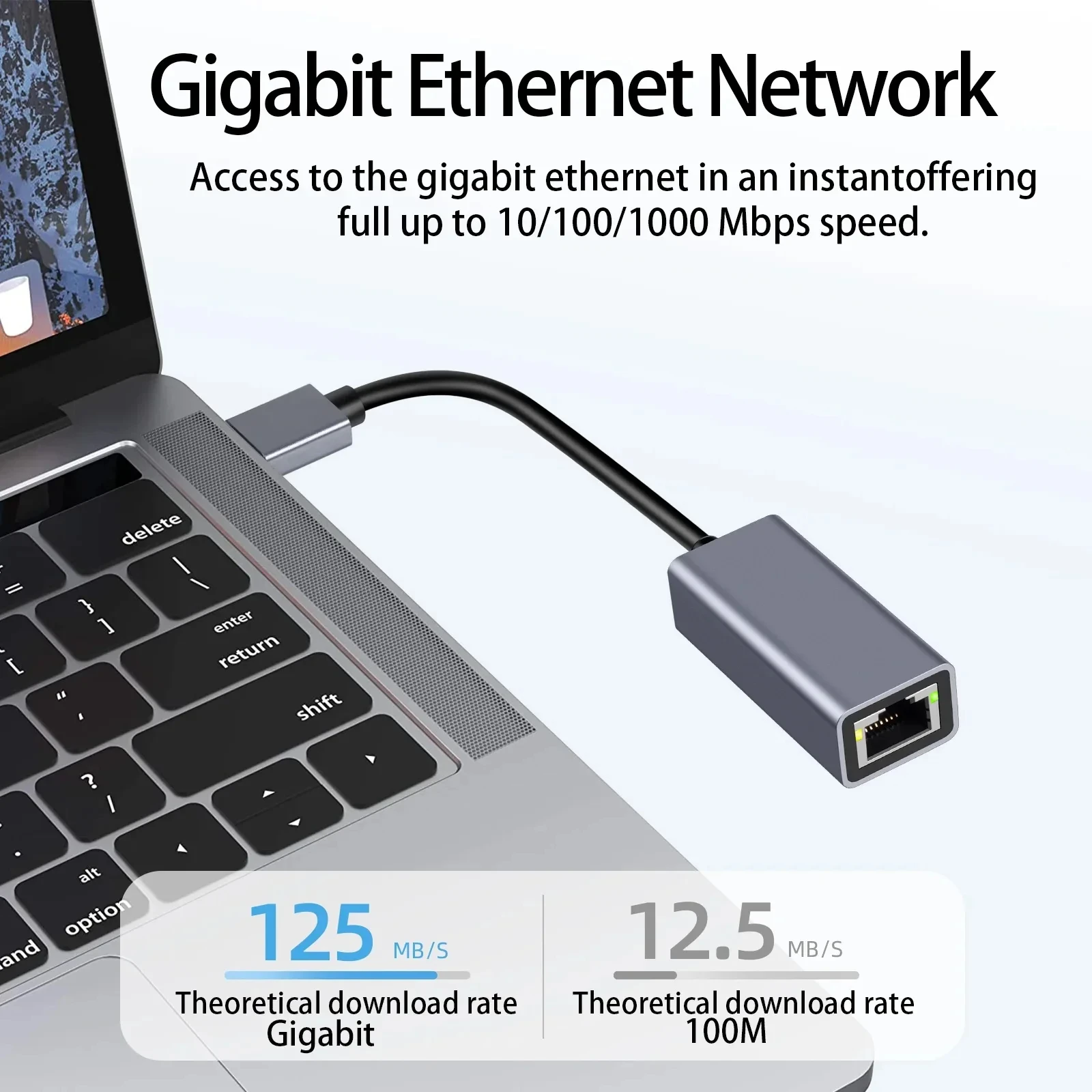 USB 유형 C 이더넷 어댑터 MacBook PC 용 1000Mbps USB 3.0 RJ45 네트워크 카드 Windows XP 7 8 10 안드로이드 USB Lan 인터넷 케이블