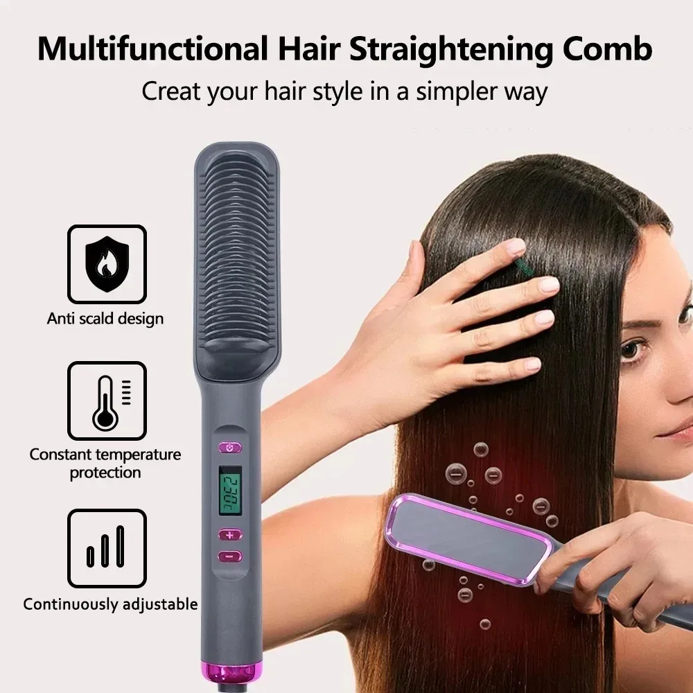 Lisseur de cheveux brosse chauffage peigne chaud lisseur électrique cheveux lissage bouclés multifonctionnel fer brosse peigne bigoudi 1 Lisseur de cheveux brosse chauffage peigne chaud lisseur électrique cheveux lissage bouclés multifonctionnel fer brosse peigne bigoudi 1