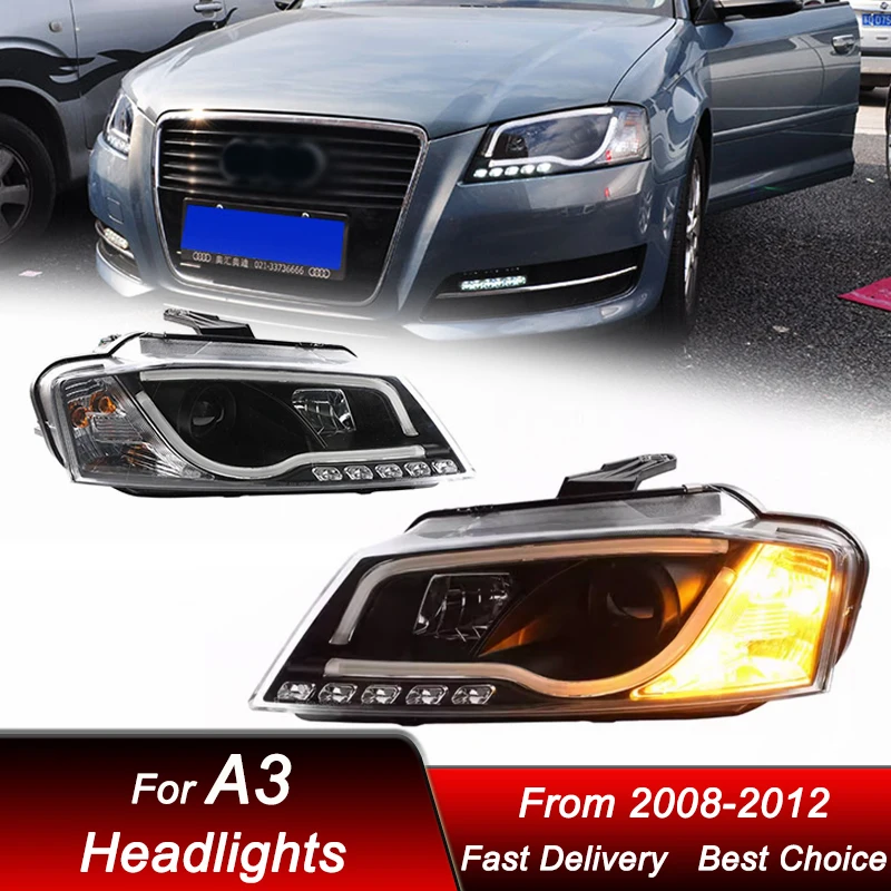 

Car Headlights For Audi A3 2008-2012 to high style LED Headlamp Assembly Upgrade High Configure Projector Lens Accessories Kit