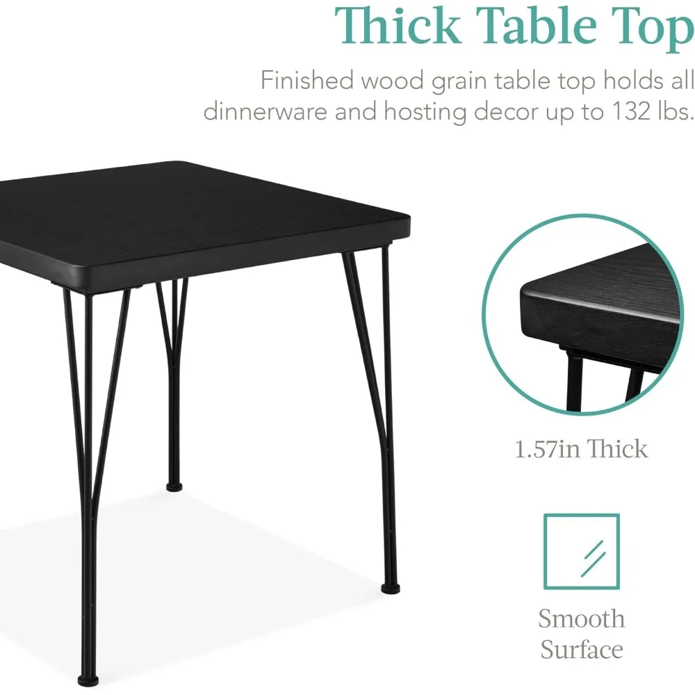 3-Piece Dining Set Modern Dinings Table Set, Metal and Wood Square Dining Table for Kitchen, Dining Room, Dinette 2