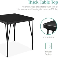 3-Piece Dining Set Modern Dinings Table Set, Metal and Wood Square Dining Table for Kitchen, Dining Room, Dinette 2