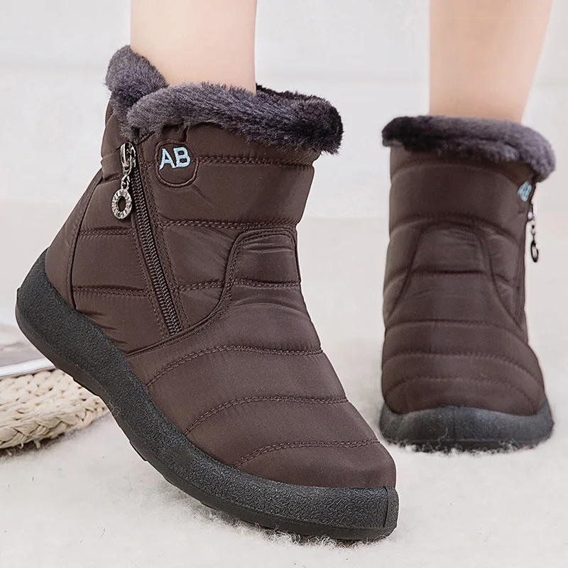 Women's Boots Keep Warm Ankle Boots Fur Winter Shoes Woman Waterproof Snow Boots Winter Botas Mujer Comfortable Black Footwear