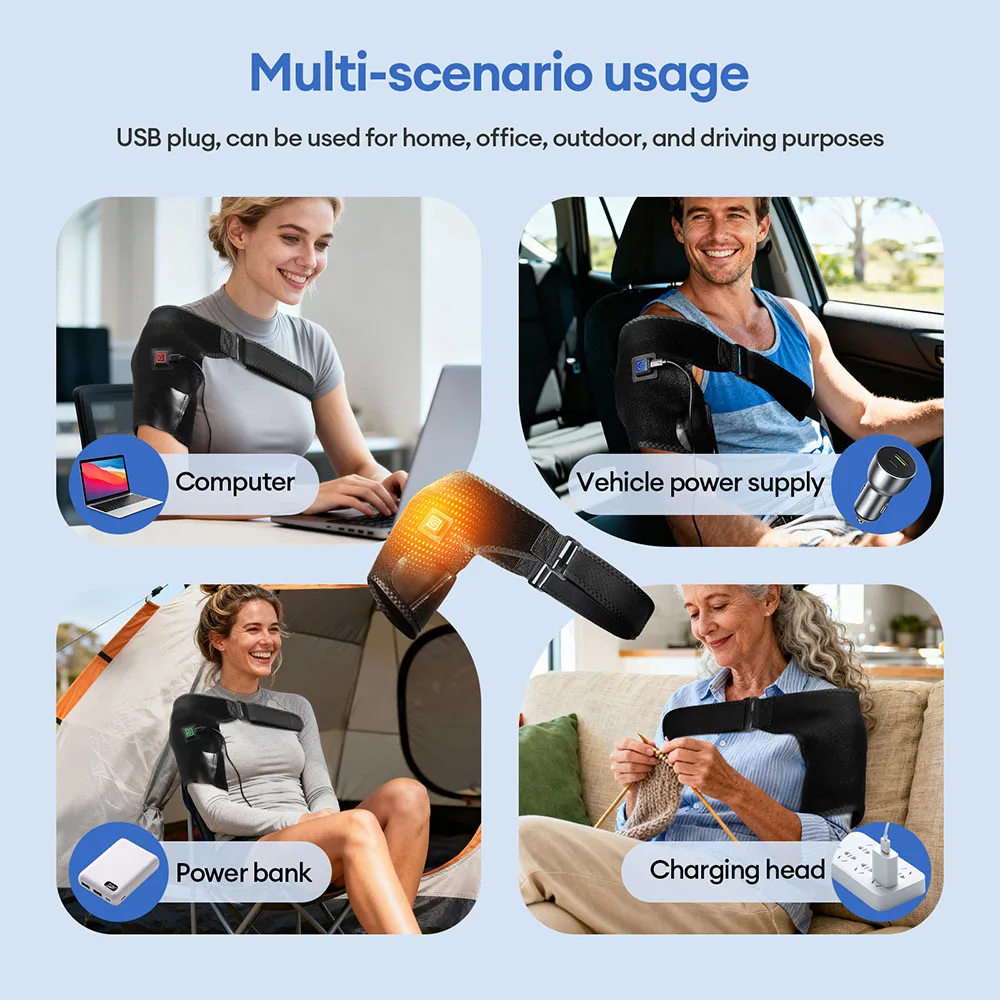 Heating Shoulder Support Belt 3 Gear Temperature Adjust Electric Shoulder Massager Arm Shoulder Fitness Brace Keep Warm