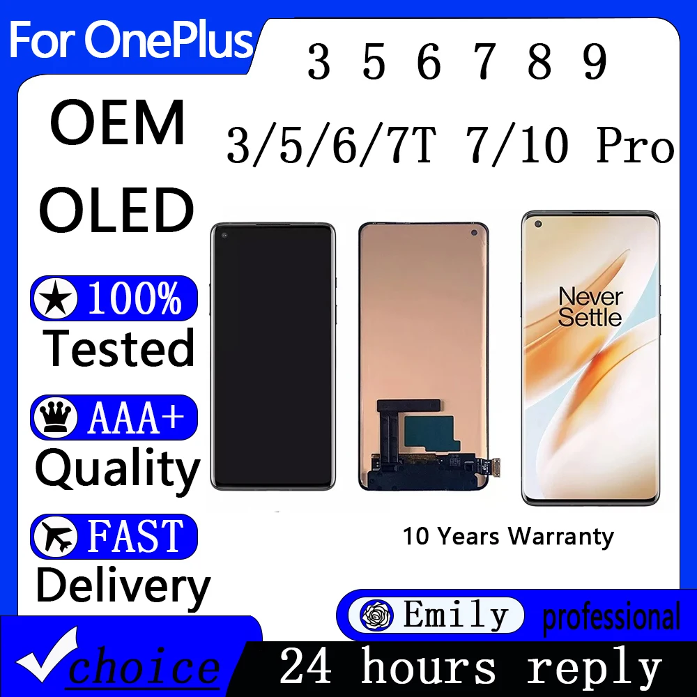 원플러스 3T 5T 6T 7T 9 10 PRO 용 OLED 스크린, 원플러스 1 + 3 5 6 7 8 9 용 LCD 디스플레이, 3D 터치 트루 지지대, AAA +, 신제품