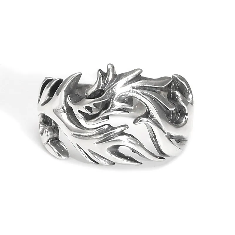 

002-JZ-110 JZFSILVER Silver S925 Fashion Trendy Retro Exaggerated Creative Lovely Flying Dragon Rings Men Women Wedding Jewelry