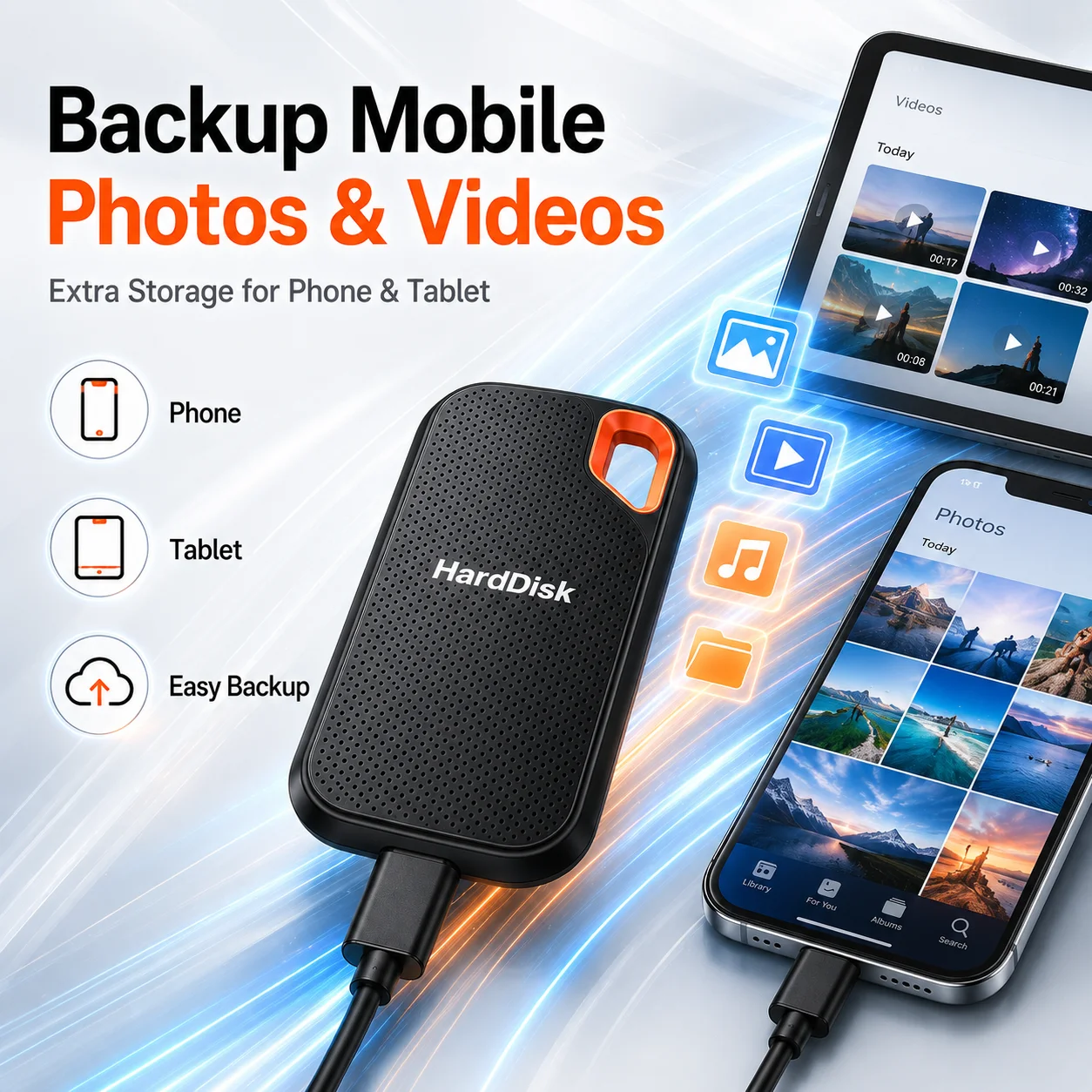 Compact External Hard Drive 1TB 2TB Portable SSD USB3.1 Type-C Backup Storage for Laptop MacOS Phone