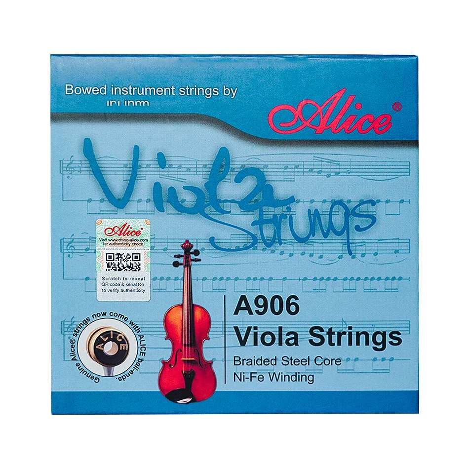 Viola Strings Alice A906 Viola Strings Braided Steel Core Ni-Fe Winding 1 Set/4 Strings Suitable for 16" Violas Practice and Performance