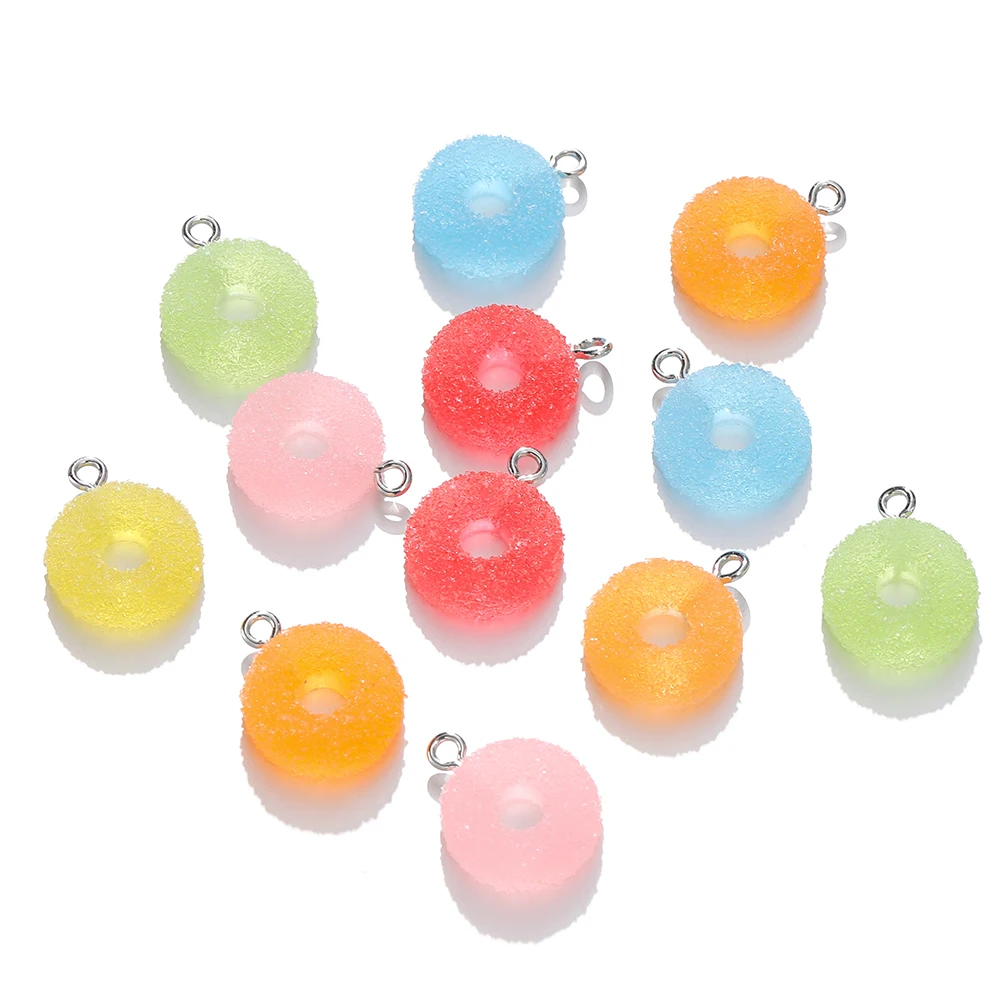 10 teile/los Kreis weiche Süßigkeiten Charms niedlichen kawaii Harz Anhänger für Ohrringe Armbänder Schmuck Herstellung liefert DIY Zubehör – Detail 4