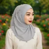 Stretch Elegant Headband Hat Top Knot Solid Color Ramadan Hijab Simple Soft Head Wrap Cap Women
