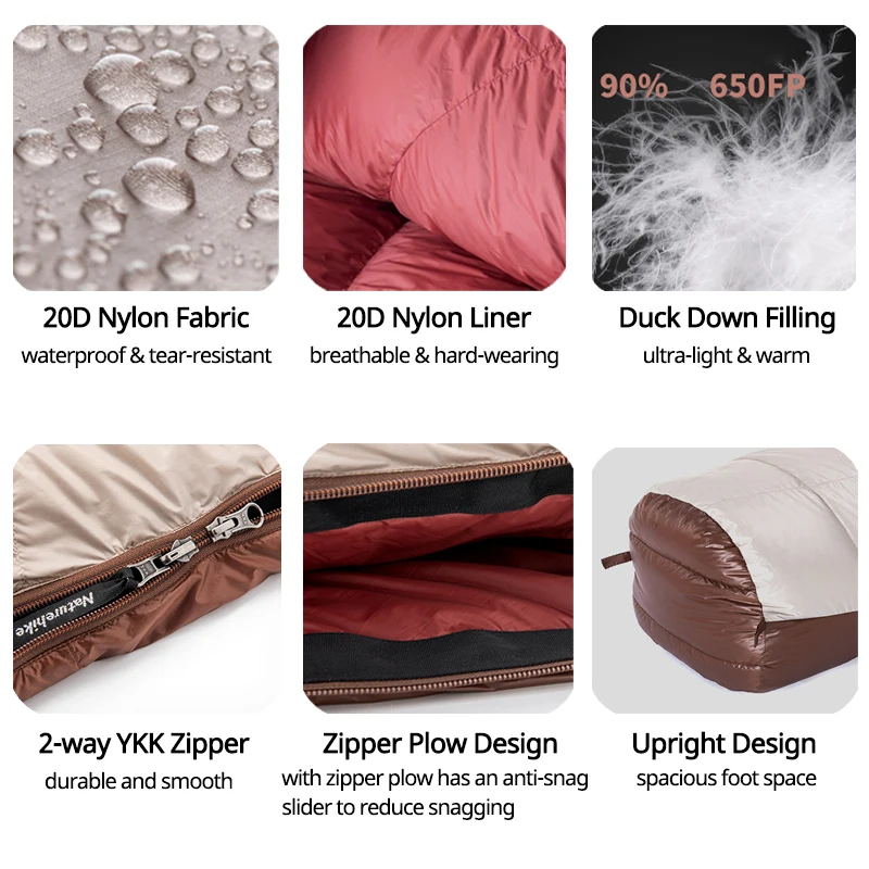 Camping Sleeping Bag Naturehike Snowbird Mummy Sleeping Bag All Season Waterproof Duck Down Winter