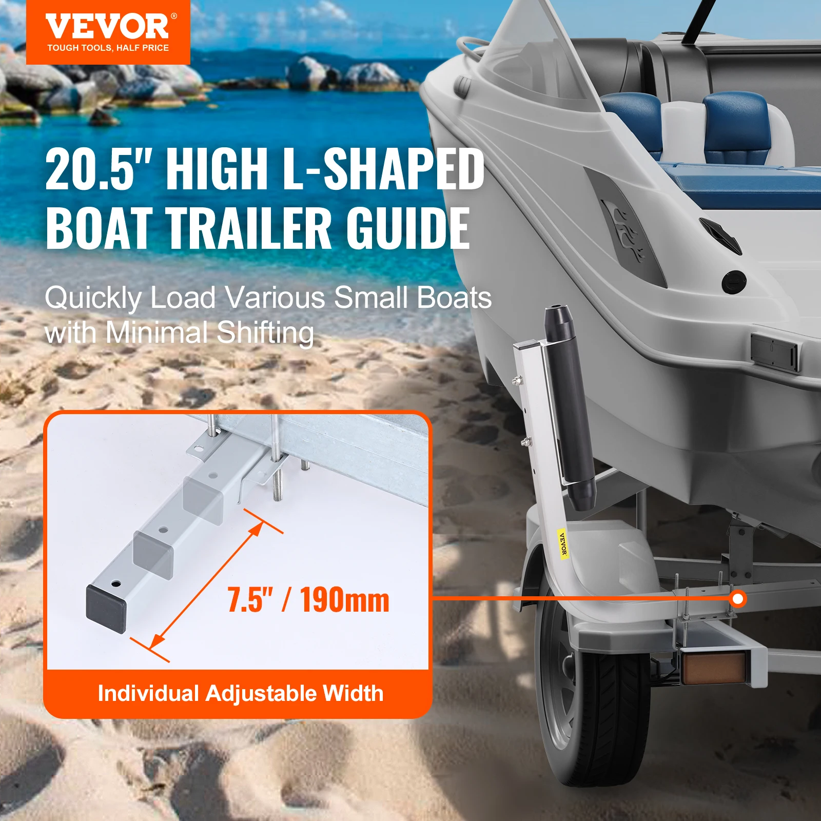 Boat Trailer Guide Adjustable Guide Poles 2PCS Rustproof Galvanized Steel Trailer for SkiBoat or Sailboat