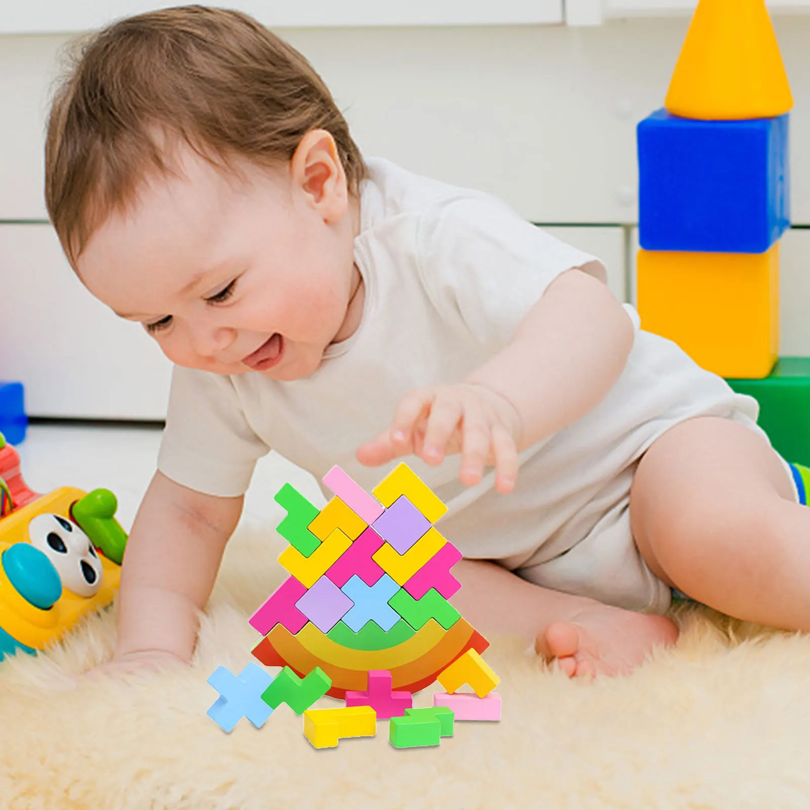 Stacking Blocks Leaning Tower Balancing Game Kids Montessori Educational Toy 