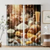 2 pcs, filtering curtains (excluding rods, non-movable, without batteries) A warm bread and pastry design with a rustic baking 1