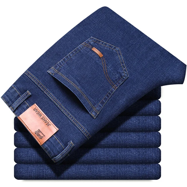 2025 NEW Men's Fashion Business Jeans Classic Style Casual Stretch Slim Jean Pants Male Brand Denim Trousers Black Blue 4