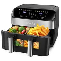 Friteuse à air 10 L avec séparateur amovible, fenêtre de visualisation, affichage tactile LED numérique, 12 fonctions, circulation d'air chaud, 2600 W 1