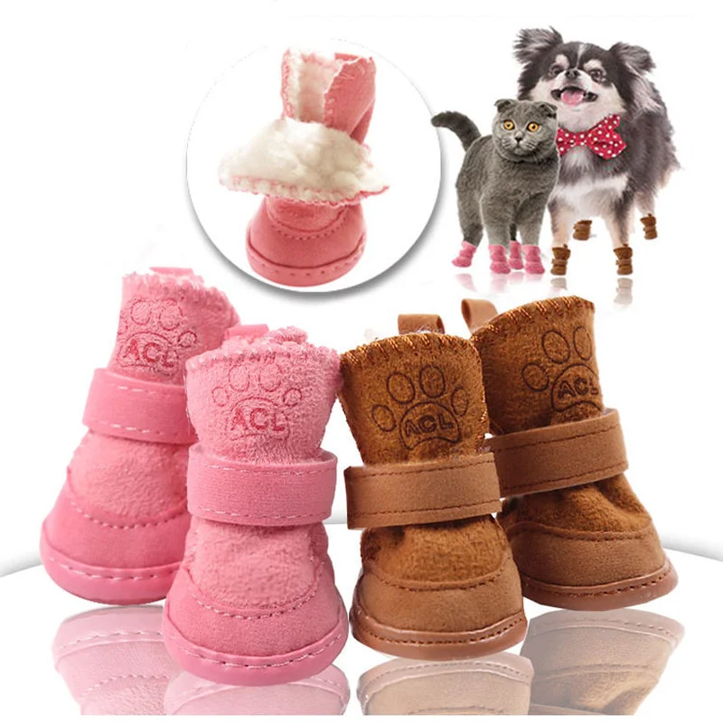 4Pcs/Set Non-slip Dog Snow Boots Cotton with Latex Soles Pet Shoes Large Shih Tzu Shoe для собак | Дом и сад