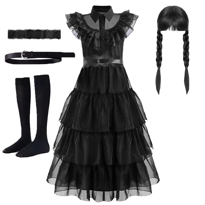 Mercredi Addams Cosplay Pour Costume Fille 2023 Nouveaux Vestidos