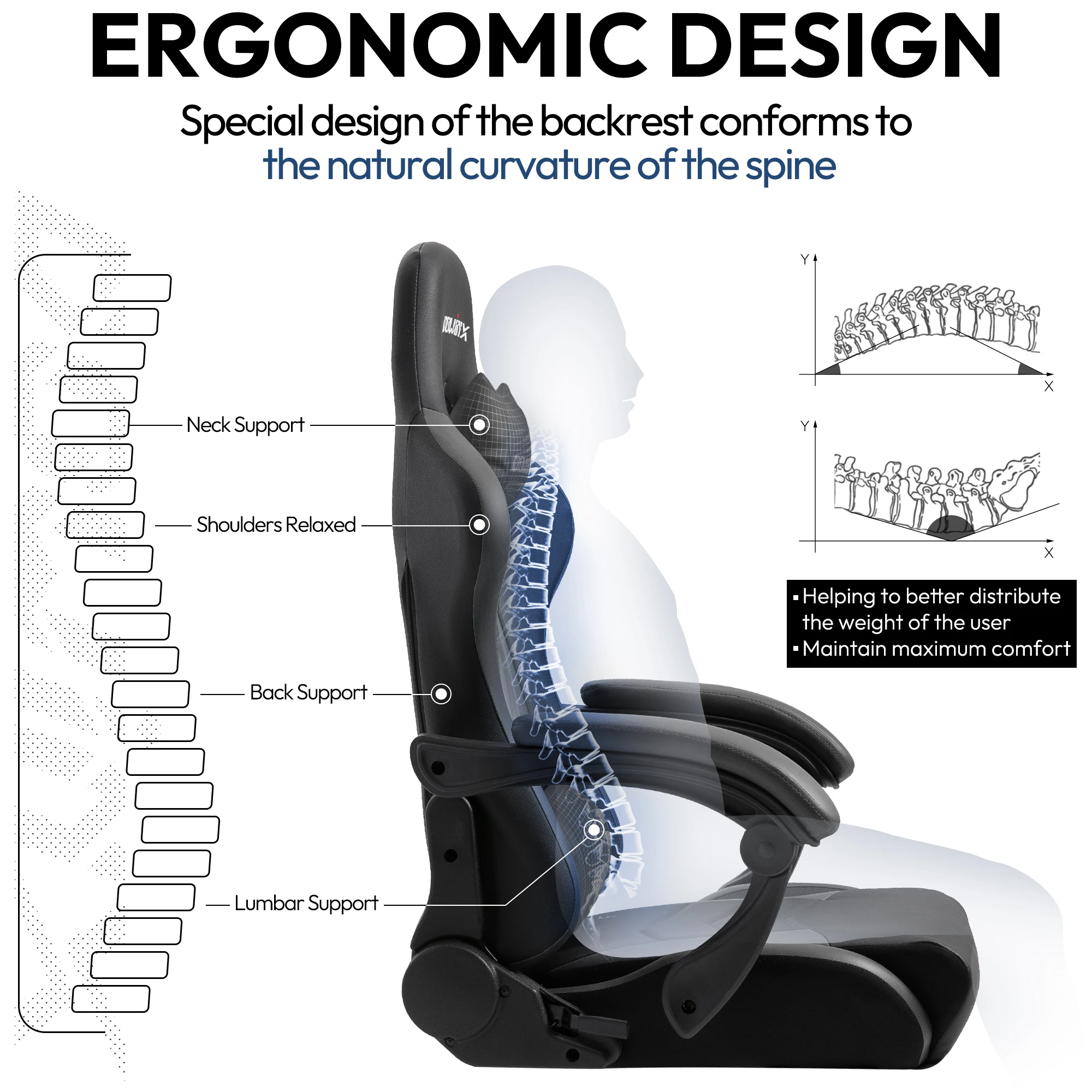 Dowinx Gaming Chair Ergonomic Office Recliner for Computer with Massage Lumbar Support, PU Leather E-Sports Gamer Chairs 2