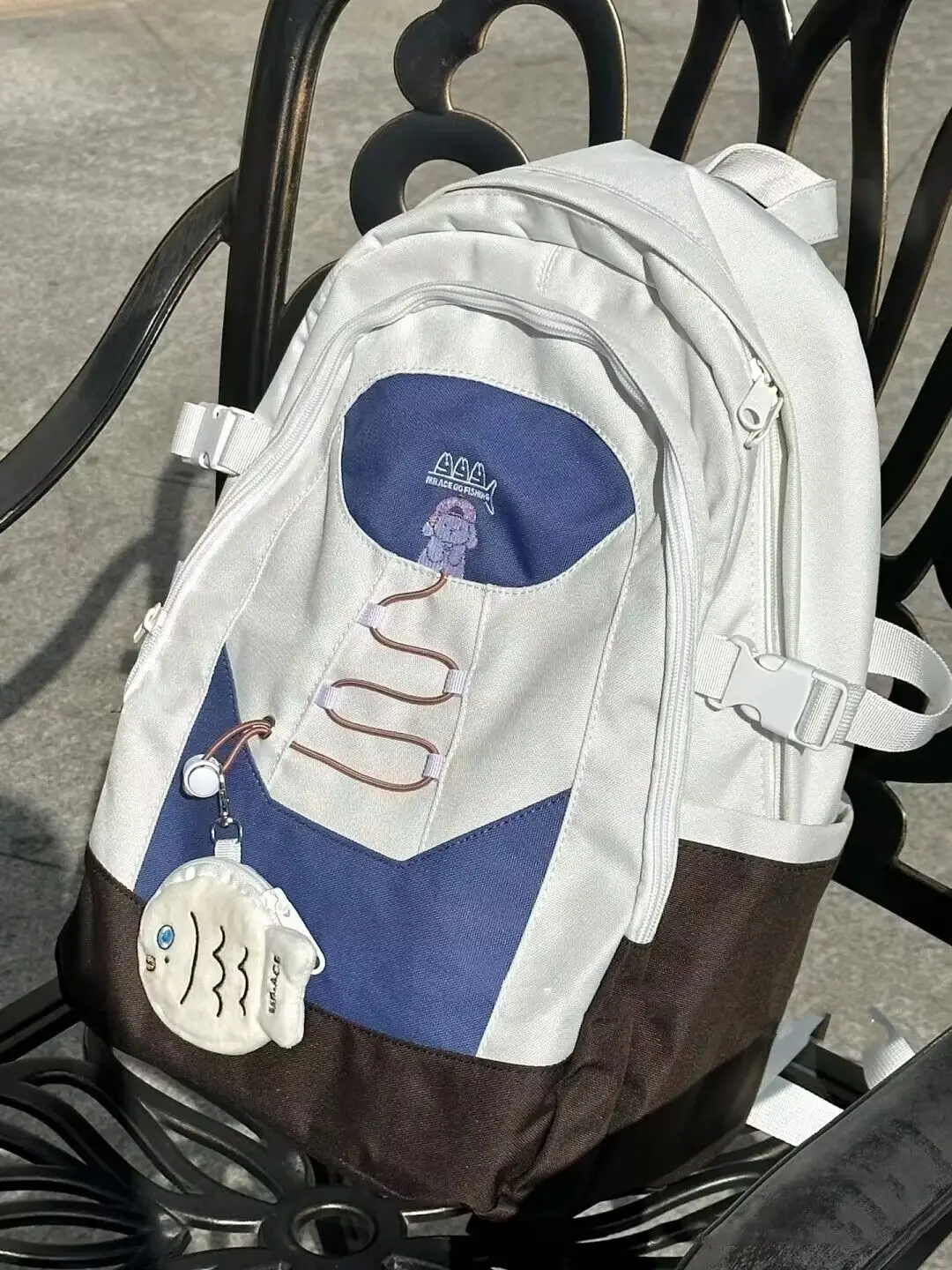 Causal White Backpack Student School Bag for Girl Korean Style