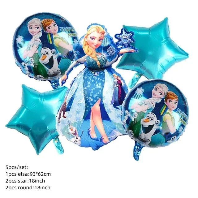 thumbnail image 1 of Juego de globos con temática de Frozen 2 de Disney, decoraciones de cumpleaños de Elsa y Anna, vajilla desechable, platos de papel de la Reina de las Nieves, suministros para fiestas, 1 of 4