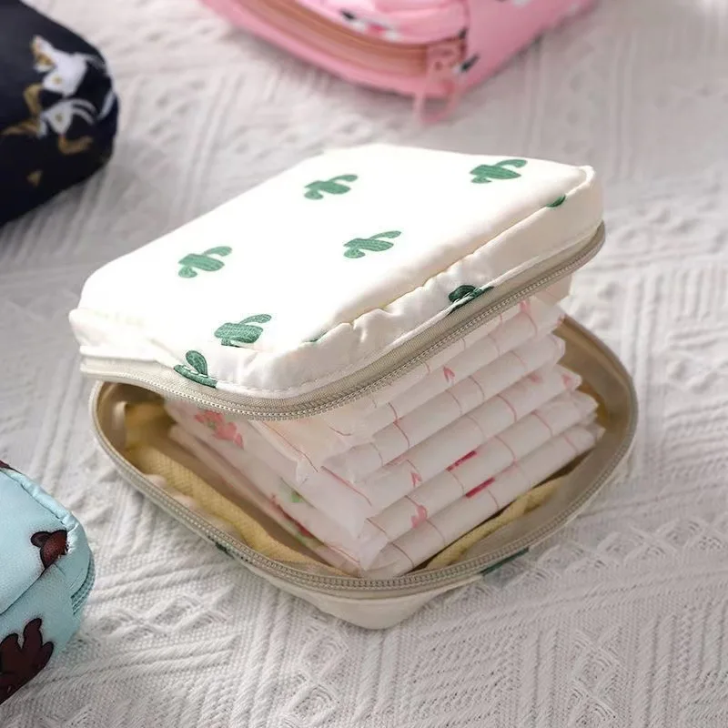 Girls Storage Bag Organizer for Sanitary Napkin Tampon Cosmetic Large Capacity Lovely Waterproof Cartoon Portable Mini Bag girls storage bag