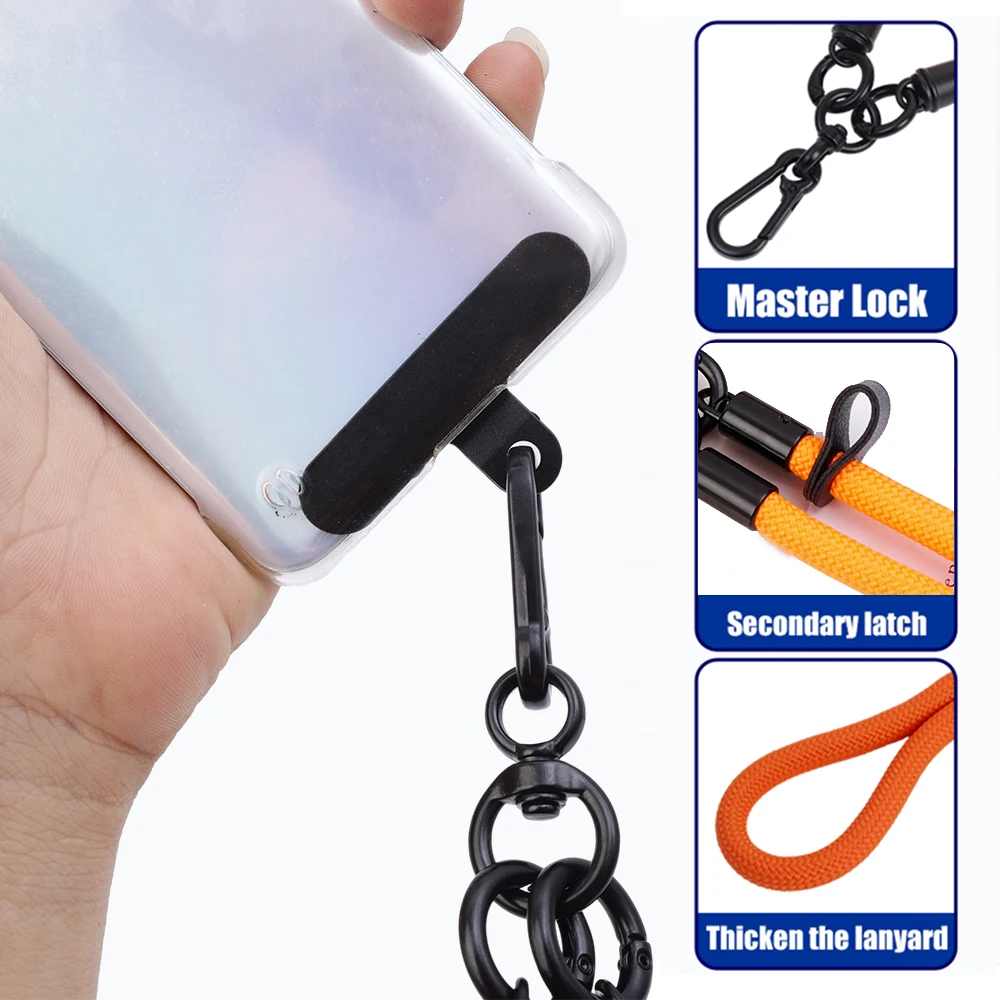 Universal Crossbody Phone Lanyard with Tether Tab - 120cm Thick Neck Hanging Rope