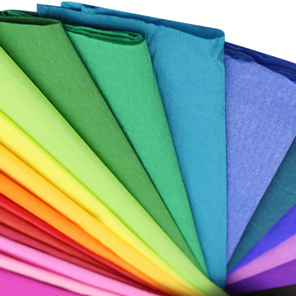 3 Packs Solid Color Crepe Paper Bouquet Wrapping Paper DIY Origami (Colorful, 10 Sheets/Pack)
