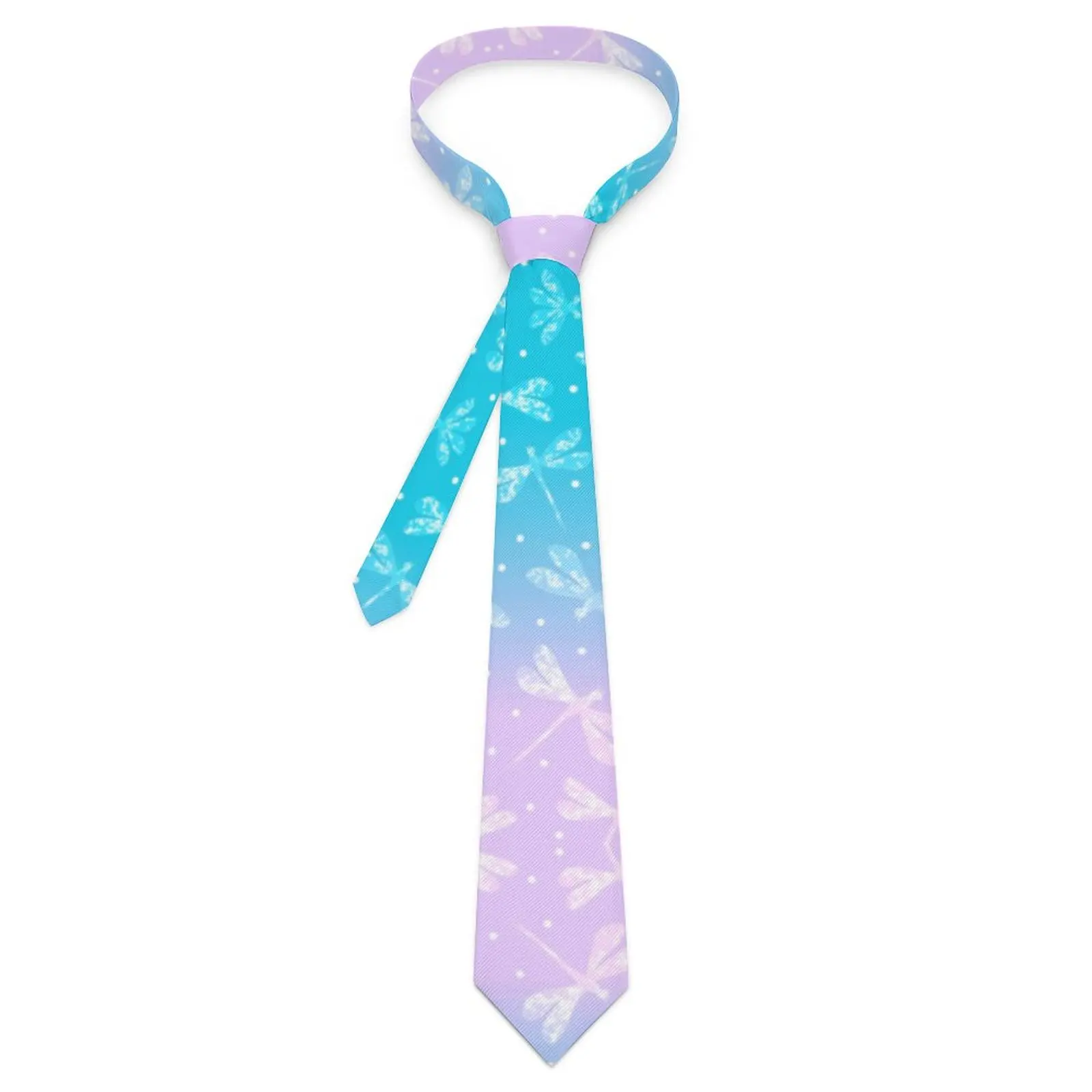 

Men's Tie Pink Aqua Ombre Neck Ties Dragonflies Print Elegant Collar Tie Custom Daily Wear Party Quality Necktie Accessories