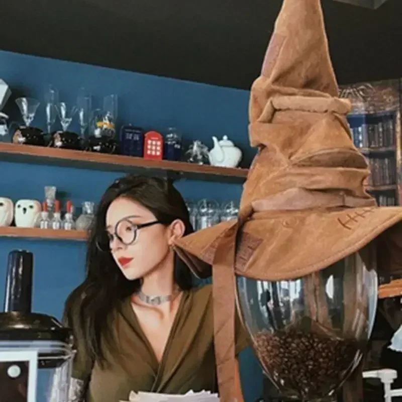 10Pcs Hot Fashion Movies Witch Wizard Hat Sorting Hat Leather Halloween Party Props Dress Up Men Cosplay Costume Accessories