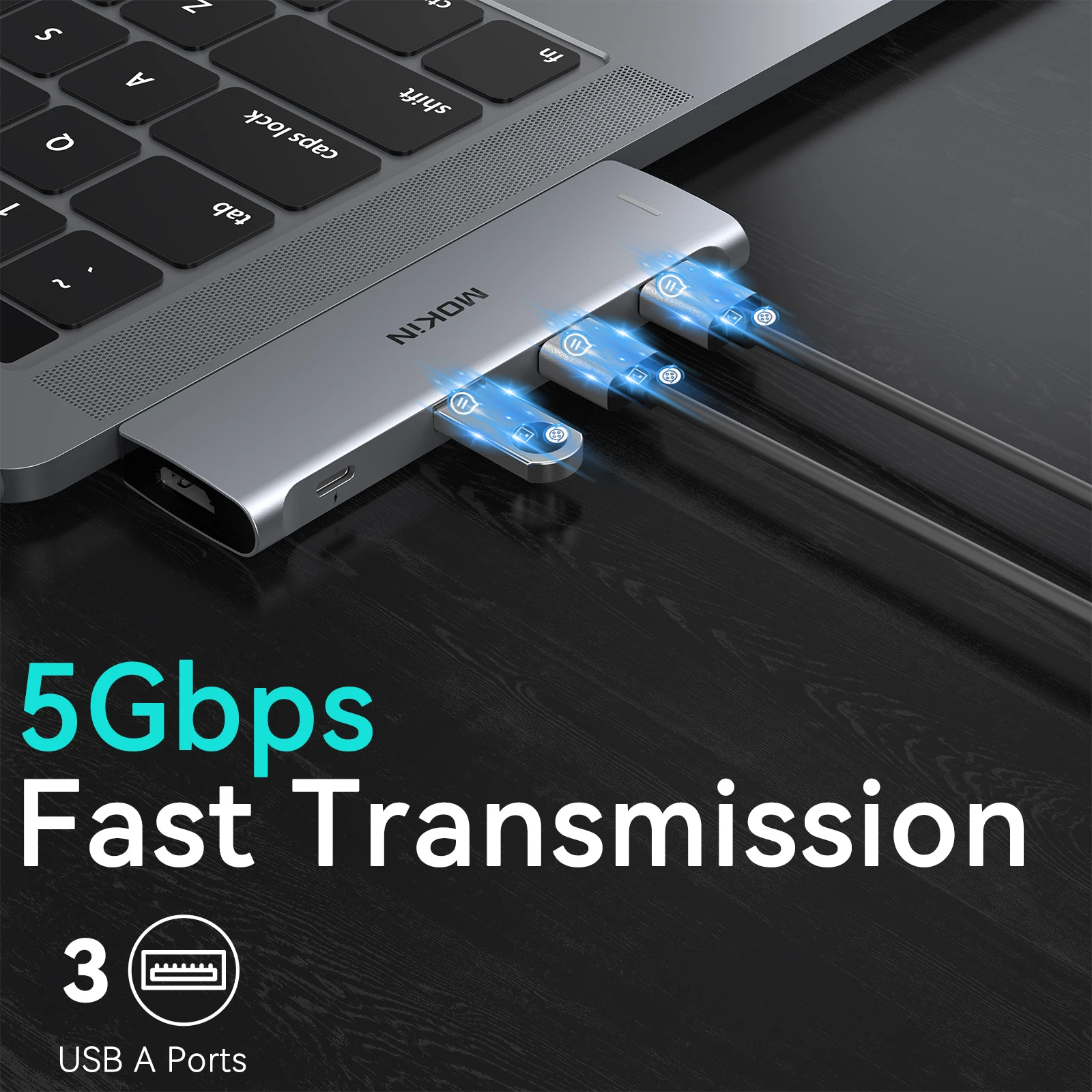 MOKiN USB 3.0 C타입 어댑터, 맥북 프로 에어용 도킹 스테이션, PC 액세서리, USB 허브, 4K, 30Hz, HDMI, Thunderbolt3, 5Gbps