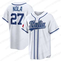 Maillot de baseball respirant blanc et bleu pour fans de baseball, collection Printemps-Été 2026, style classique, uniforme de sport actif, inspiré de l'Italie 4