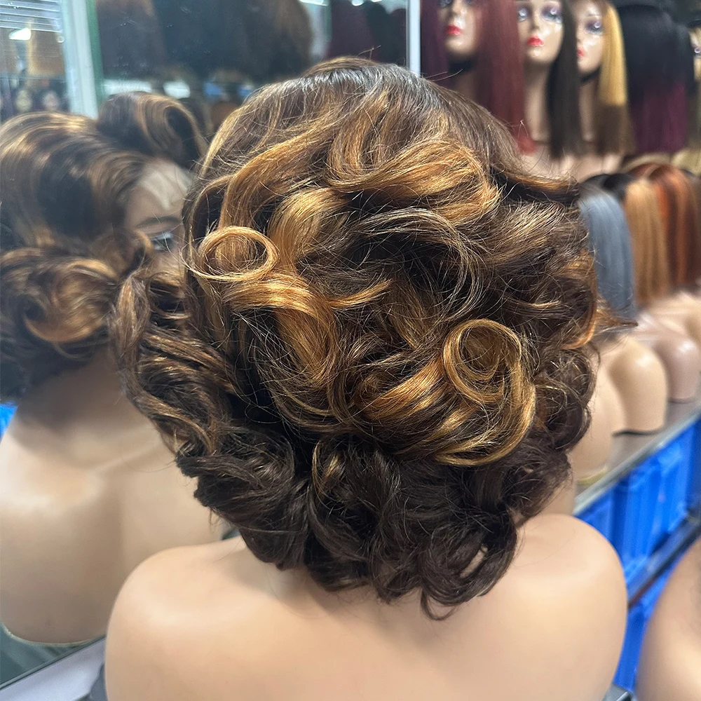 5x5 Lace Closure Wig 250% Density Short Loose Bouncy Wig 100% Human Hair Loose Bouncy Human Hair Wig For Black Women