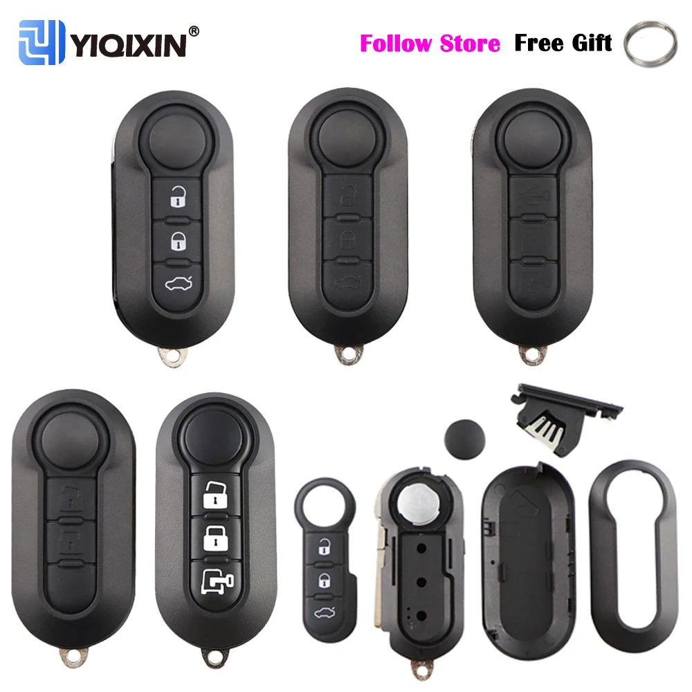 YIQIXIN Folding Car Key Shell For FIAT 500 Panda Punto Bravo Ducato Stilo Remote 2/3 Buttons Auto Fob Case SIP22 Blade Cover Pad yiqixin smart car remote control key for ford f150 f250 f350 f450 f550 raptor ranger fusion 902mhz id49 chip 4 buttons blade