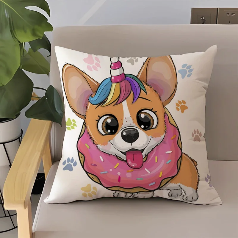 

Dog Corgi Pillowcases Cushion Cover 40x40cm Double-sided Printing 40x40 Couch Pillows for Bedroom 45x45 Cushions Covers Car Sofa
