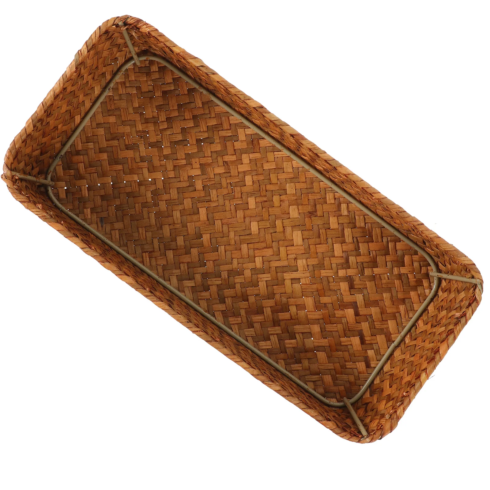 

Storage Box Cutlery Basket Flatware Narrow Wicker Straw Multipurpose Woven Baskets