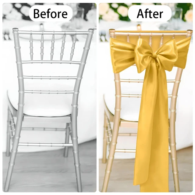 Ceintures de chaise en Satin pour mariage, nœuds, rubans de chaise améliorés, pliables, pour Banquet de mariage, fête de noël, douche, événements, décoration 4