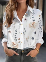Chemisier ample élégant femme mode tempérament à manches longues femme chemise imprimé décontracté femme chemise haut de vacances 2