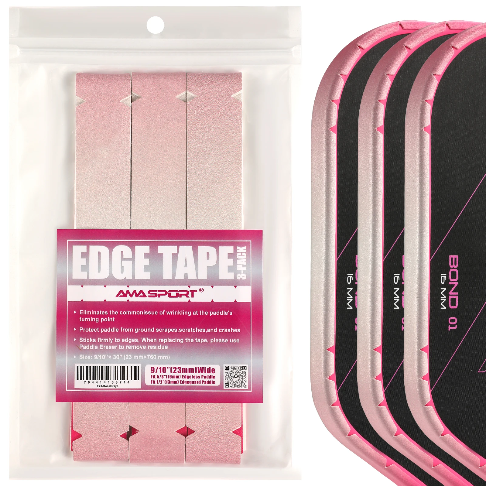 AMASPORT Pickleball Paddle Protection Tapes 13/16/19mm Racket Head Protector Pickleball Racket Head Protection Tapes