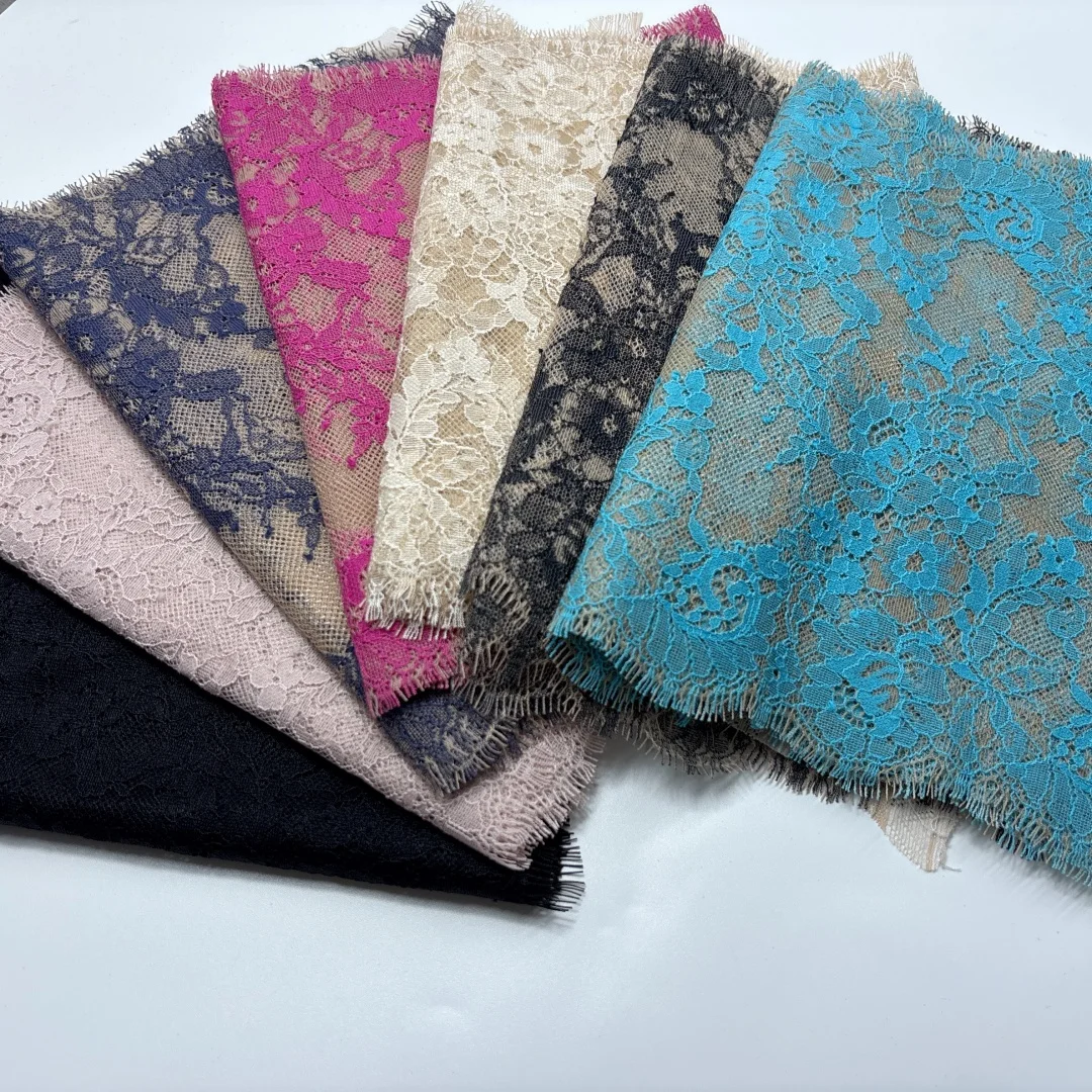 Spitzenbesatz, Schokolade, Wimpernspitze, braune Farbe, Chantilly-Spitzenbesatz, Bekleidung, zweifarbiger Stoff, Spitze, DIY, dunkelgrüne Spitze, Nähen, Basteln – Detail 4