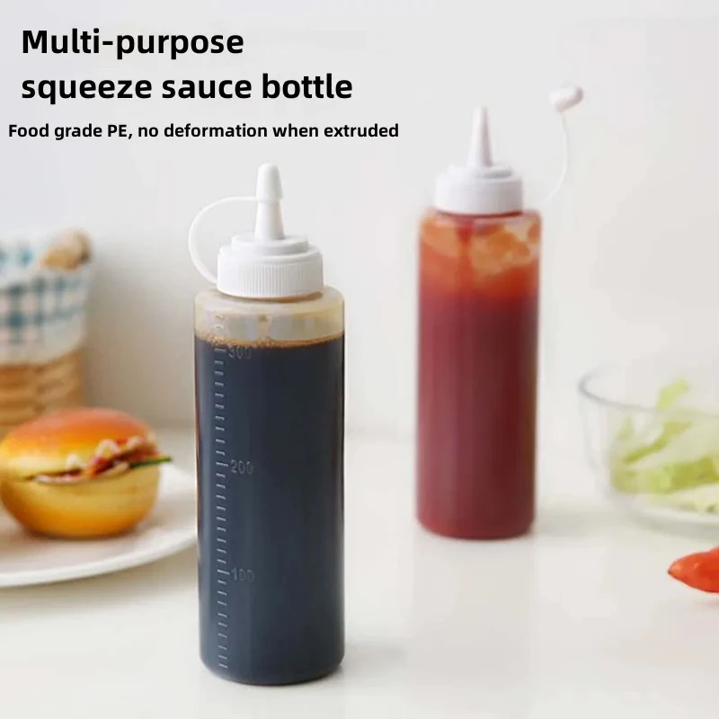 200ml/300ml Plastic Salad Dressing Squeeze Bottle for Ketchup Mustard Mayo Hot Sauces Olive Oil for Sauce Squeeze Bottles