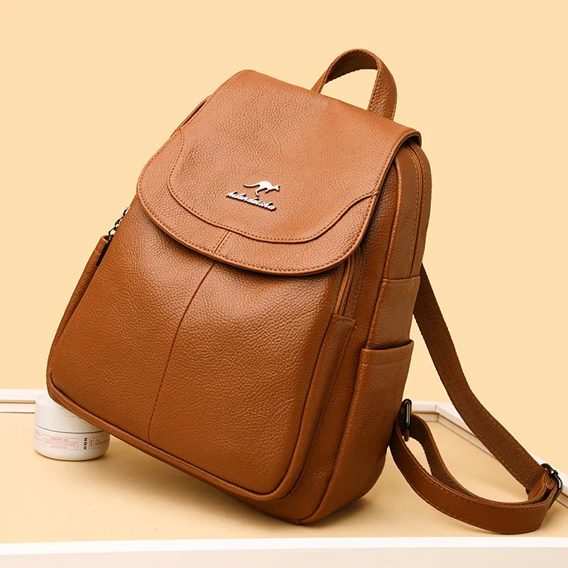 Woman's Backpack Travel Large Soft Backpack PU Leather Fashion Stylish Handbag Schoolbag For Ladies Girls Female Shoulder BaG