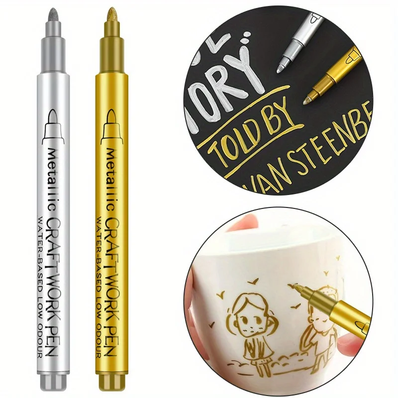 4Pcs DIY Metal Waterproof Permanent Paint Marker PensbGold Silver Craftwork Resin Mold Pen Art painting Supplies 6