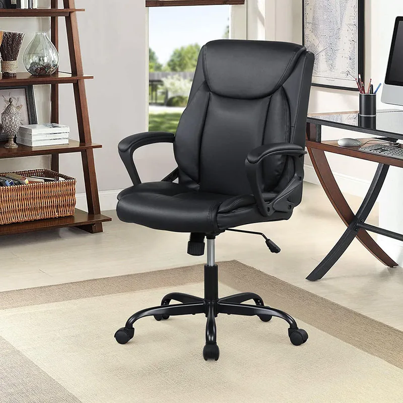 Home Office Ergonomic Desk Chair PU Leather Chair Executive Rolling Swivel Computer Chair With Armrest Adjustable Furniture Home