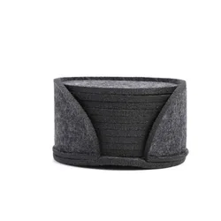 Set of 10 Heat-Resistant Round Felt Coaster Pads - Dining Table Protectors - 10cmx10cmx0.3cm (Dark Gray)